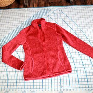 Eddie Bauer Marled Red Zip-Up Sweater Jacket, XS